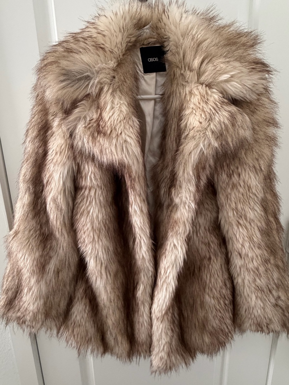 ASOS Faux Fur Jacket in Beige-Taupe Blend